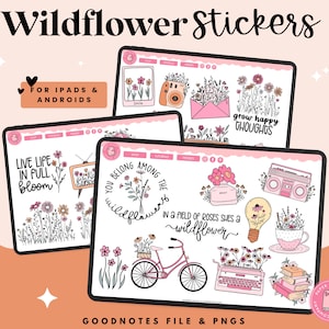 Wildflower Stickers | Flower Stickers | Flower Digital Stickers | Goodnotes Stickers | Digital Planner Stickers | PNG Stickers