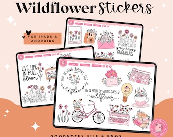 Wildflower Stickers | Flower Stickers | Flower Digital Stickers | Goodnotes Stickers | Digital Planner Stickers | PNG Stickers