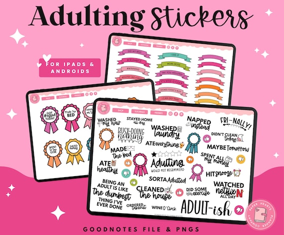 Adult Stickers | Digital Stickers | Goodnotes Stickers | Noteshelf Stickers | Ipad Stickers | Adulting Sticker Set | Digital Sticker Set