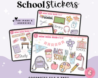 School Digital Stickers, back to school, teacher stickers, Goodnotes Stickers, PNG Files, Samsung Files, Teacher Digital Stickers