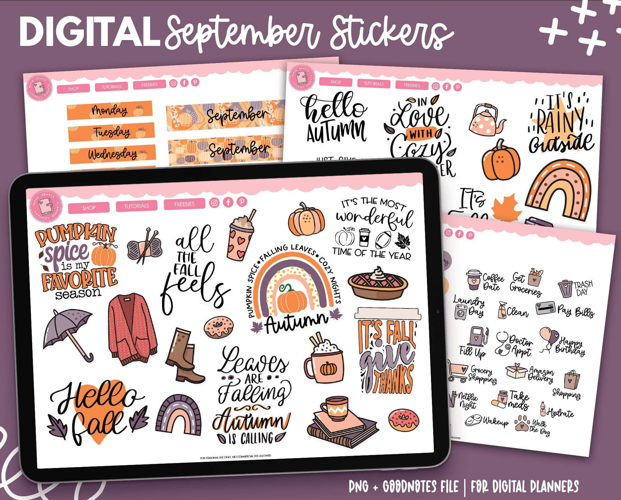 September Stickers Digital Stickers Goodnotes Stickers - Etsy