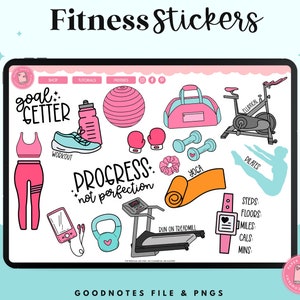 Fitness Digital Stickers Workout Digital Stickers Digital Planner Stickers Goodnotes Stickers 画像 3