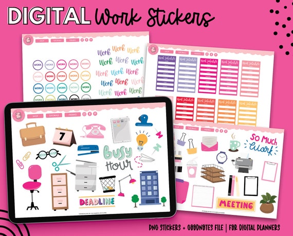 Work Digital Stickers | Work Schedule Stickers | Goodnotes Stickers | PNG Stickers
