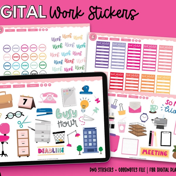 Work Digital Stickers | Work Schedule Stickers | Goodnotes Stickers | PNG Stickers