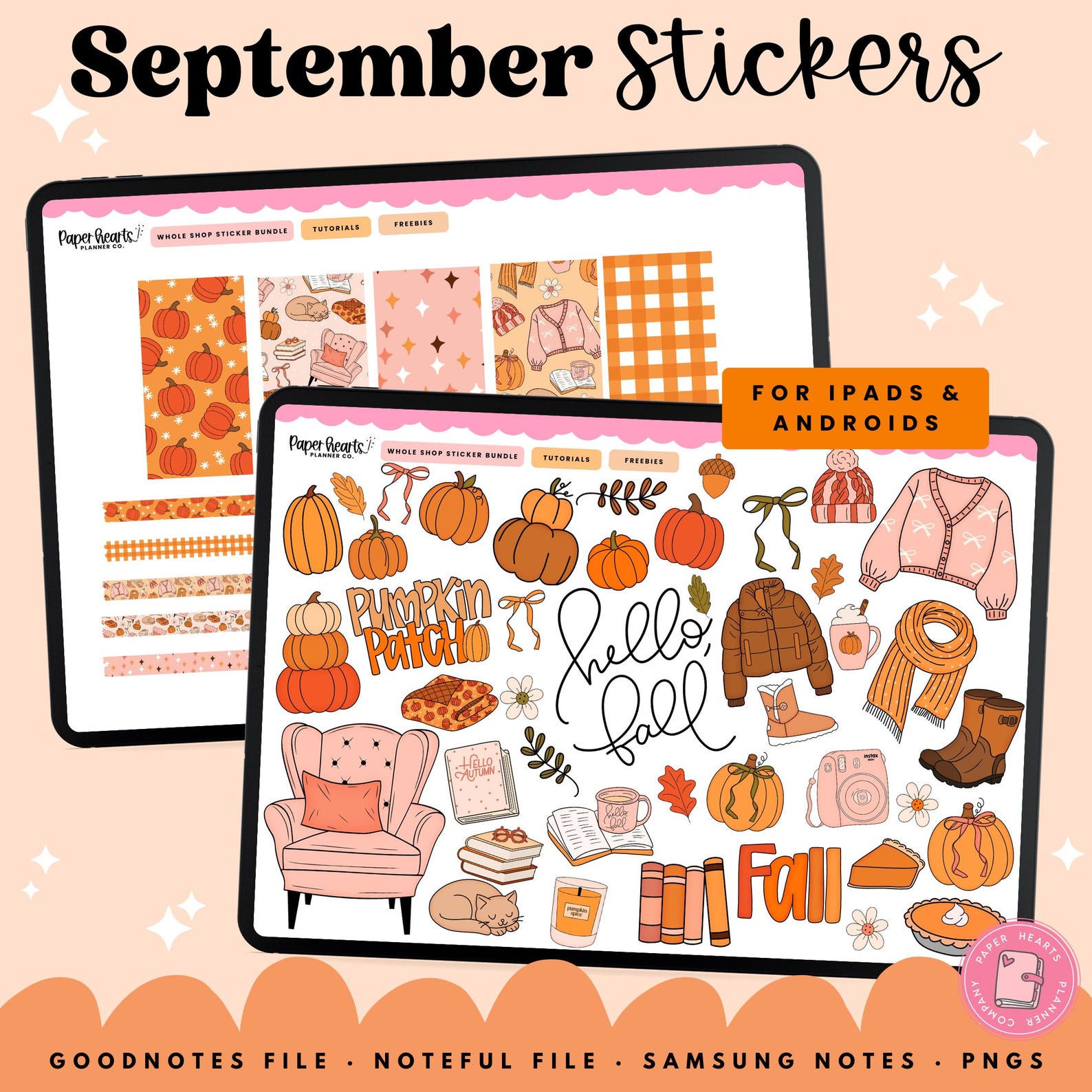 Fall Stickers, September Stickers, Fall Planner Stickers, Digital ...