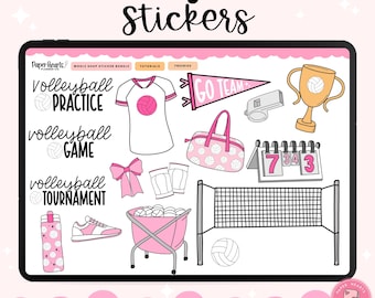 Volleyball Stickers, Sports Stickers, Ball Stickers, Athletic Stickers, Goodnotes Stickers, PNG Stickers, Planner Stickers