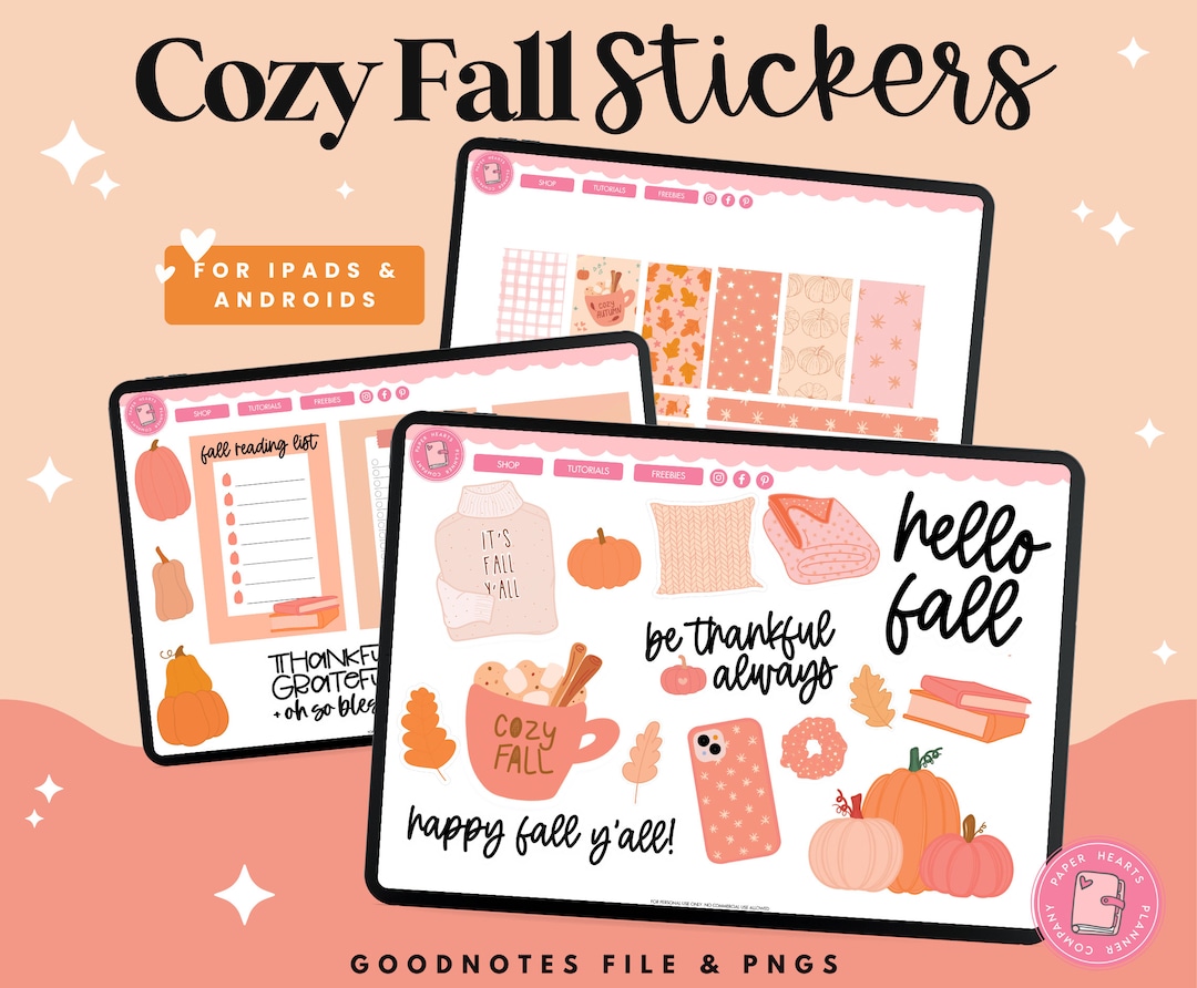 Fall Stickers | Cozy Fall Digital Stickers | Goodnotes Stickers | PNG ...