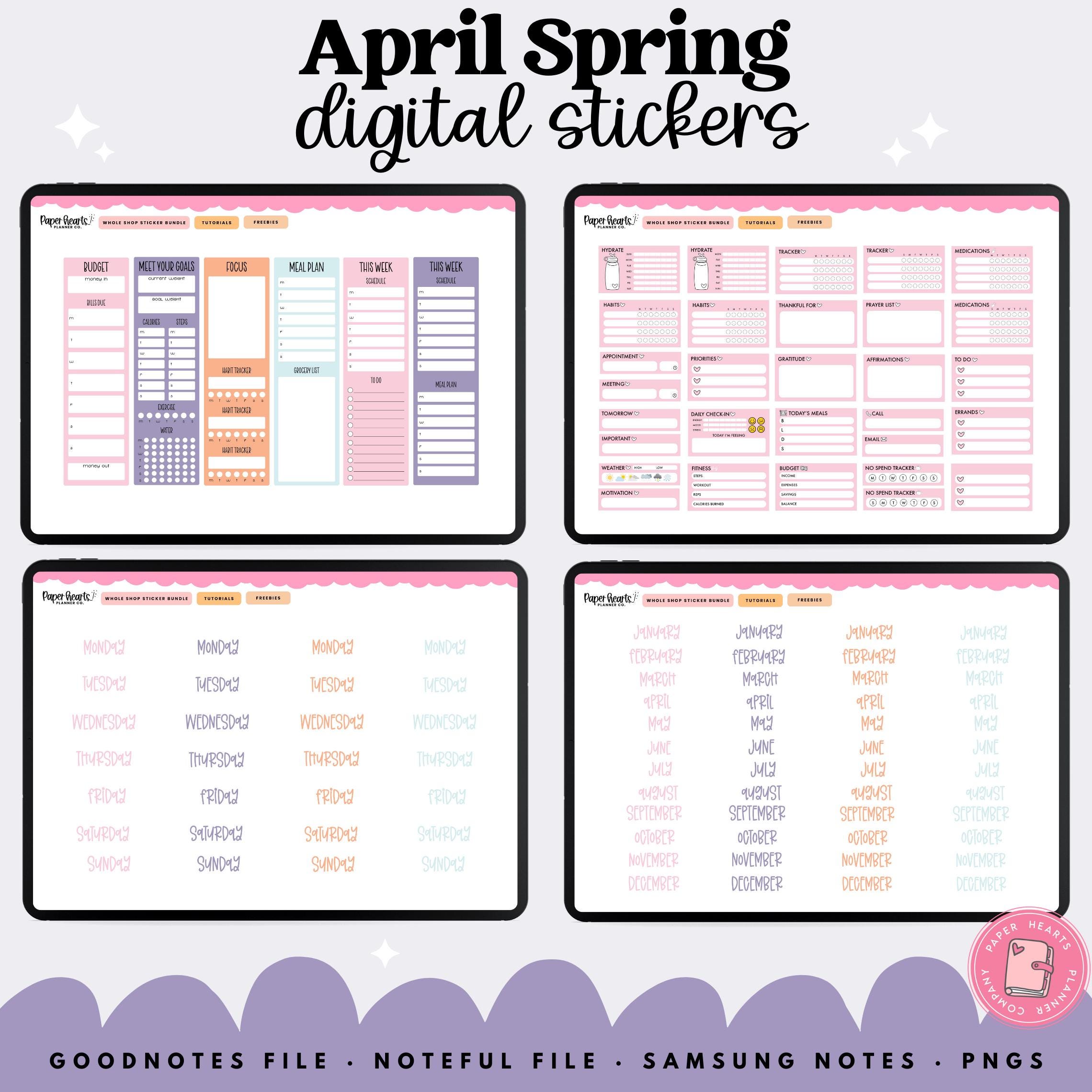 April Stickers, Easter Stickers, Spring Stickers, Digital Stickers ...