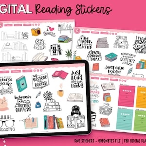 Reading Digital Stickers | Book Stickers | Reading Tracker | Goodnotes Stickers