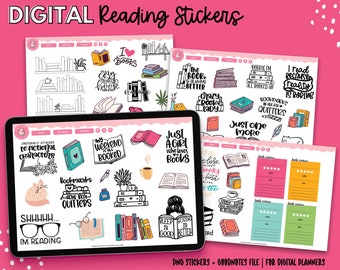 Reading Digital Stickers | Book Stickers | Reading Tracker | Goodnotes Stickers