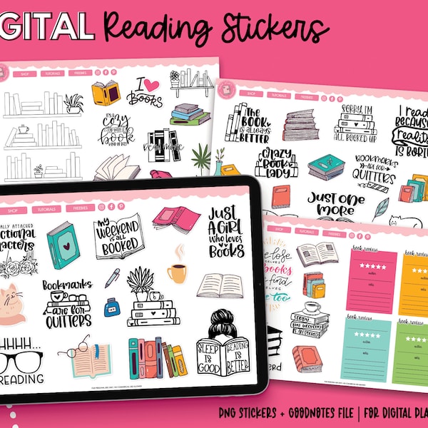 Reading Digital Stickers | Book Stickers | Reading Tracker | Goodnotes Stickers