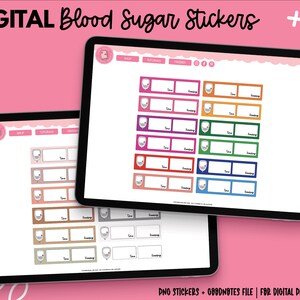 Blood Sugar Tracker Stickers | Digital Stickers | Goodnotes Stickers | PNG Stickers