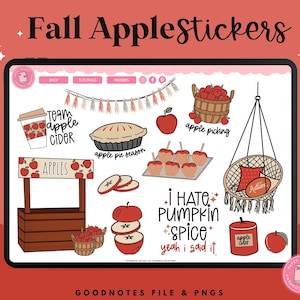 Fall Digital Stickers | Apple Digital Stickers | Planner Stickers | Goodnotes Stickers