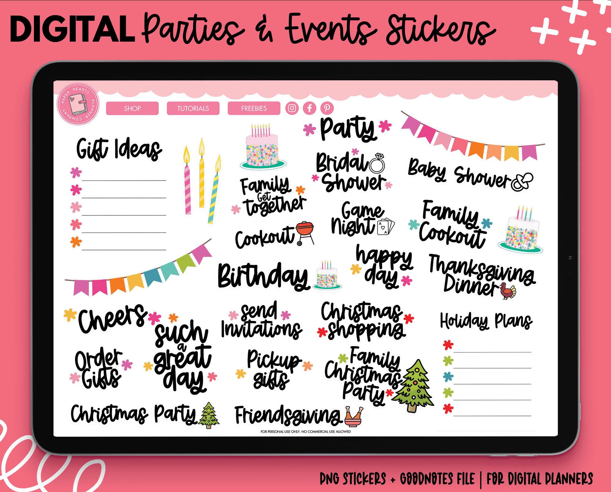Party Digital Stickers | Party and Event Stickers | Goodnotes Stickers ...