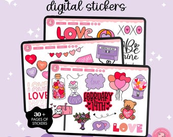 Pegatinas de San Valentín / Pegatinas digitales de San Valentín / Pegatinas de Goodnotes de San Valentín / Pegatinas PNG / Pegatinas de amor