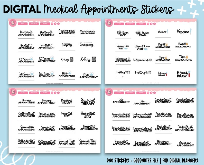 Medical Appointment Stickers | Digital Stickers | Goodnotes Stickers - Etsy