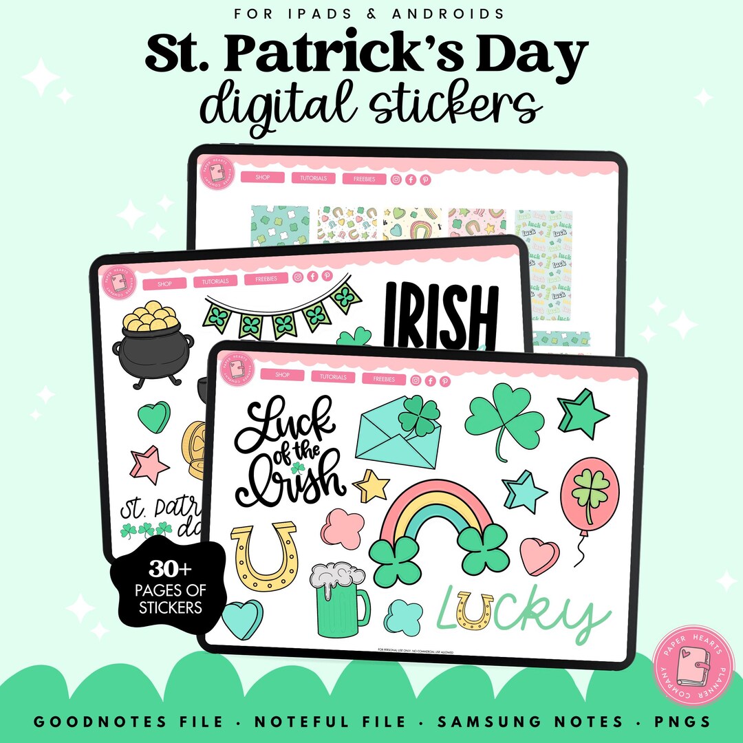 St. Patricks Day Digital Stickers for Digital Planners Including ...