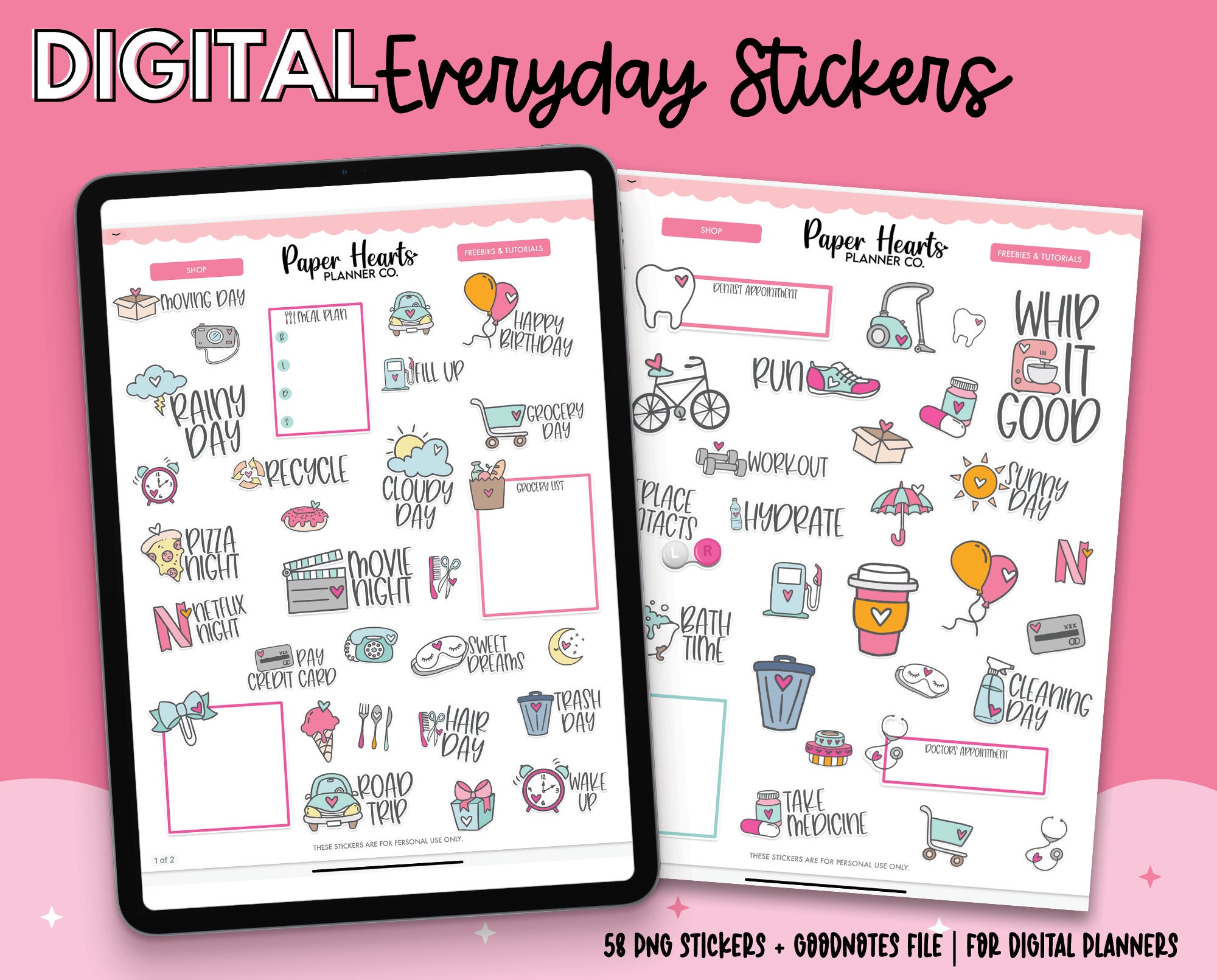 Digital Everyday Planner Stickers Goodnotes Stickers Ipad Etsy