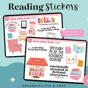 Book Stickers | Reading Stickers | Goodnotes Stickers | PNG Stickers | Digital Planning Stickers