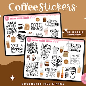 Coffee Stickers | Digital Coffee Stickers | Coffee Themed Sticker Set | Digital Planner Stickers | Digital Sticker Set