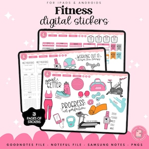 Fitness Digital Stickers | Workout Digital Stickers | Digital Planner Stickers | Goodnotes Stickers