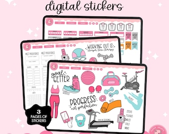 Fitness Digital Stickers | Workout Digital Stickers | Digital Planner Stickers | Goodnotes Stickers