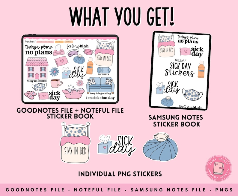 Sick Stickers, Sick Day Stickers, Digital Stickers, Planner Stickers ...