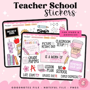 Teacher Stickers, School Stickers, Back To School Stickers, Digital Stickers, Goodnotes Stickers, Planner Stickers