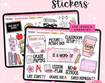 Teacher Stickers, School Stickers, Back To School Stickers, Digital Stickers, Goodnotes Stickers, Planner Stickers