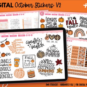 Oktoberstickers | Digitale stickers | Goodnotes-stickers | PNG-stickers | Herfststickers | Stickerkit oktober