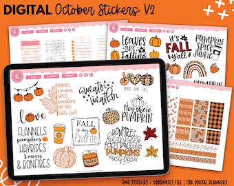 October Stickers | Digital Stickers | Goodnotes Stickers | PNG Stickers | Fall Stickers | October Sticker Kit