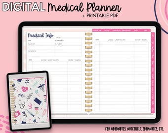 Planner medico digitale con versione stampabile / Planner medico stampabile / Planner Goodnotes / Registro medico / Registro sanitario