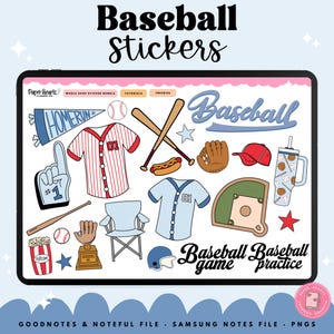 Baseball Digital Stickers, Planner Stickers, Includes Goodnotes, Noteful, Samsung Notes & PNG Files. image 2