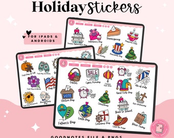 Holidays Digital Stickers | USA Holiday Stickers | Goodnotes Stickers