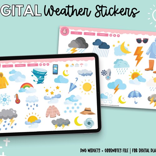 Weather Digital Stickers Goodnotes Stickers PNG Stickers Etsy