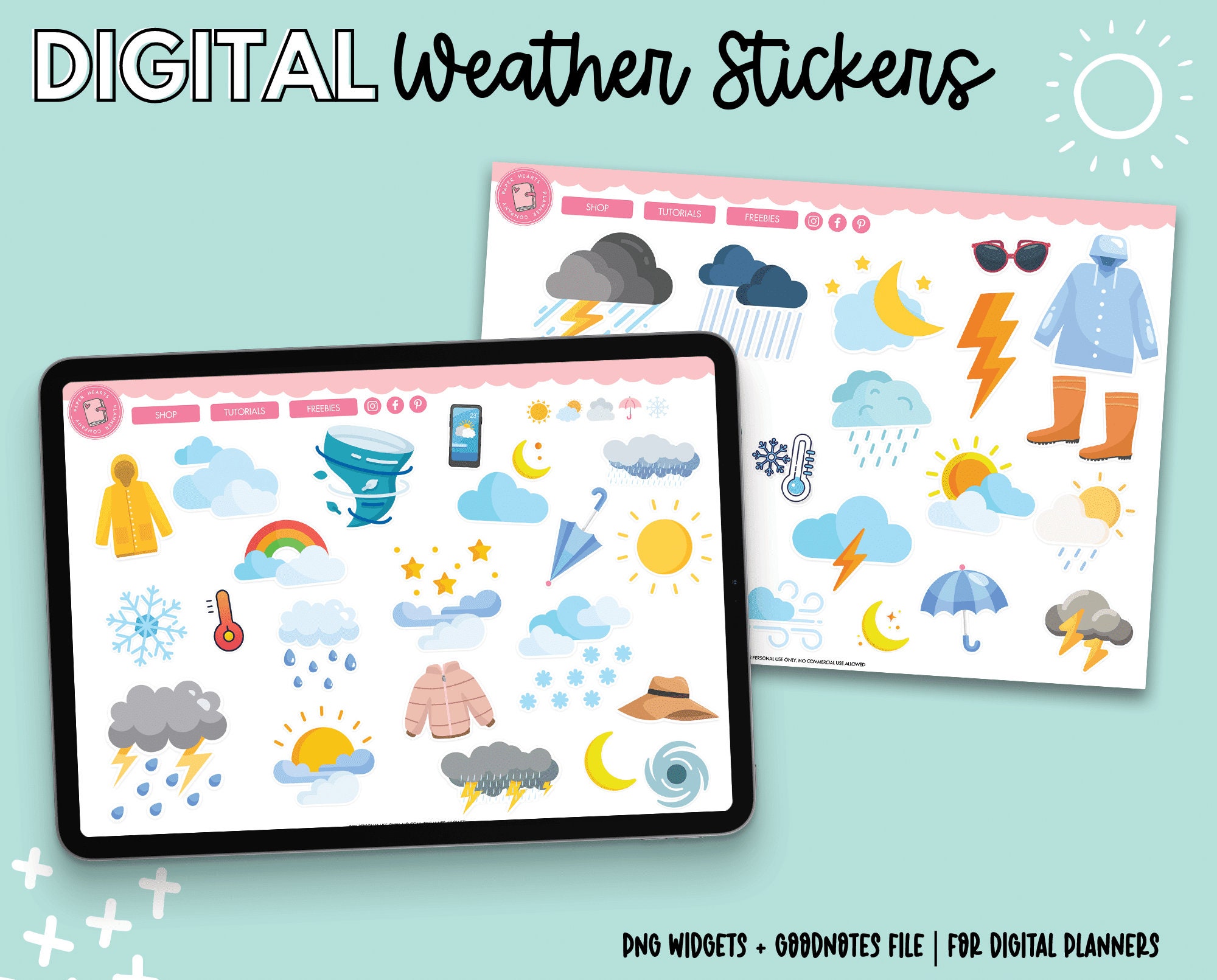 Weather Digital Stickers | Goodnotes Stickers | PNG Stickers - Etsy