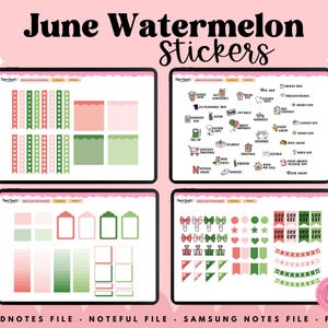 Watermelon Stickers, Summer Stickers, June Stickers, Digital Stickers, Goodnotes Stickers, Noteful Stickers, Planner Stickers image 4