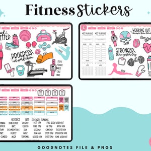 Fitness Digital Stickers Workout Digital Stickers Digital Planner Stickers Goodnotes Stickers 画像 2