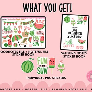 Watermelon Stickers, Summer Stickers, June Stickers, Digital Stickers, Goodnotes Stickers, Noteful Stickers, Planner Stickers image 10