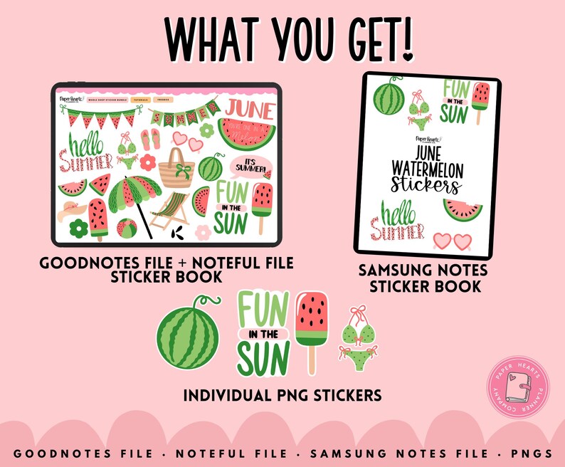 Watermelon Stickers, Summer Stickers, June Stickers, Digital Stickers, Goodnotes Stickers, Noteful Stickers, Planner Stickers image 10