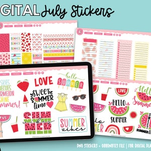 July Stickers | July Digital Stickers | Goodnotes Stickers | PNG Stickers