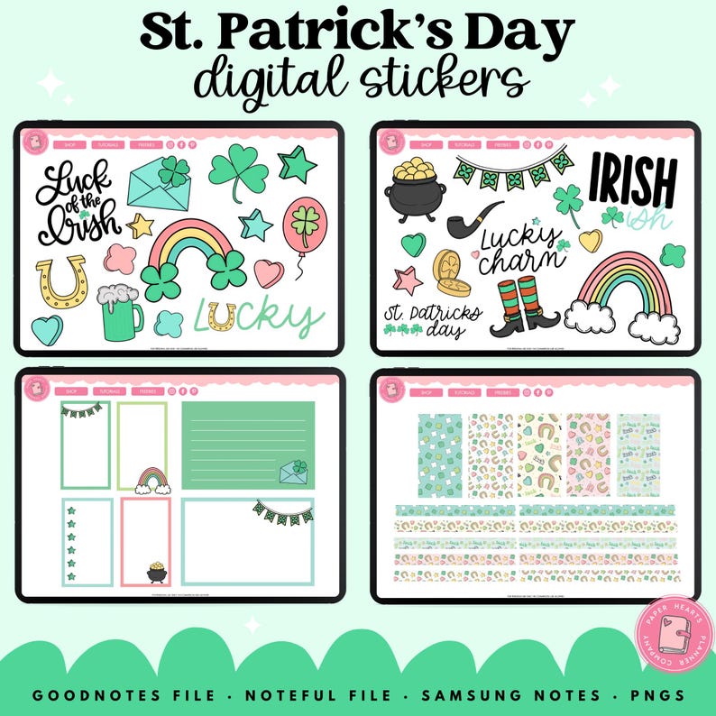 St. Patricks Day Digital Stickers for Digital Planners Including ...