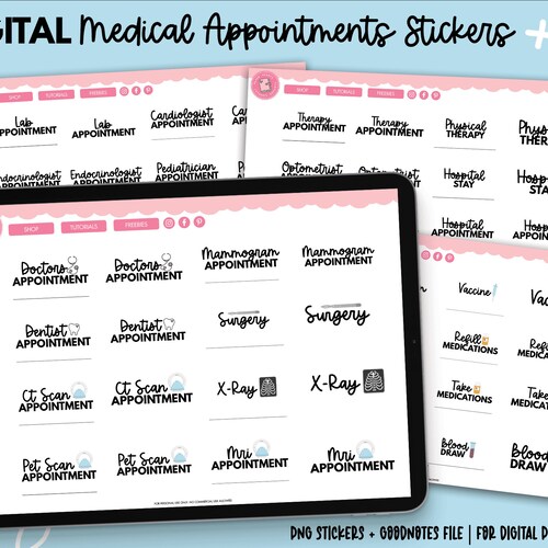 Medical Appointment Stickers Digital Stickers Goodnotes Etsy