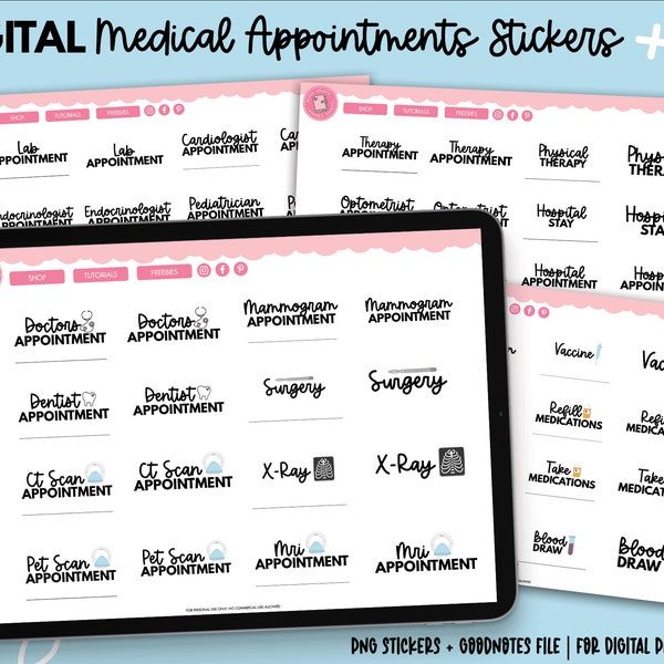 Medical Appointment Stickers | Digital Stickers | Goodnotes Stickers