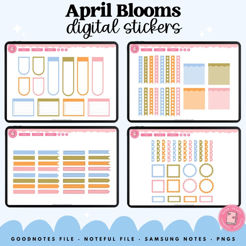 April Blooms Stickers | Spring Digital Stickers | Goodnotes Stickers ...