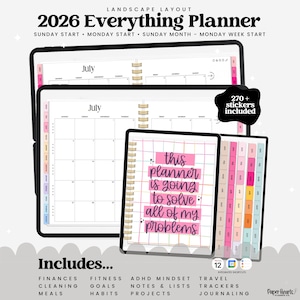2026–2027 Allt digitalt planerare för Goodnotes, Noteful etc.