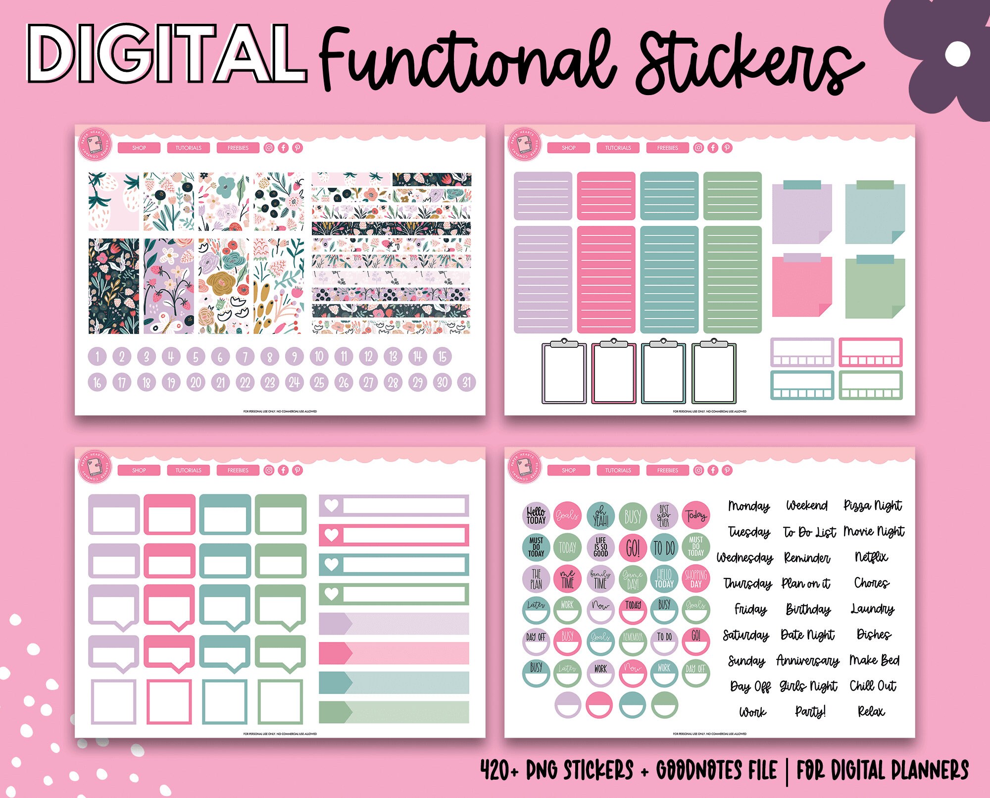 Functional Digital Planner Stickers | Goodnotes Stickers | Planner ...
