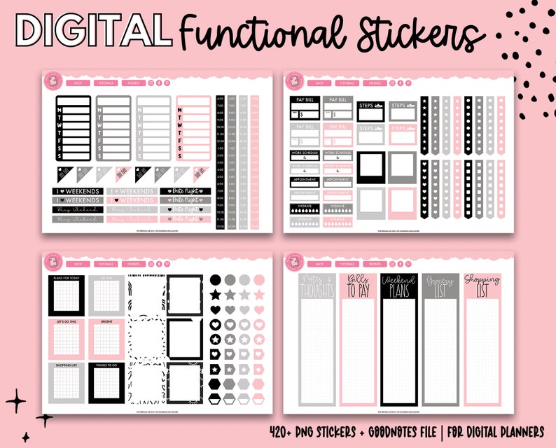 Functional Digital Planner Stickers Goodnotes Stickers - Etsy