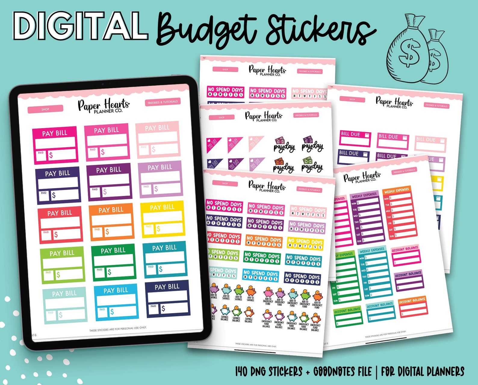 Budget Project Sticker Budget Digital Stickers | Finance Digital Stickers | Goodnotes Stickers ...