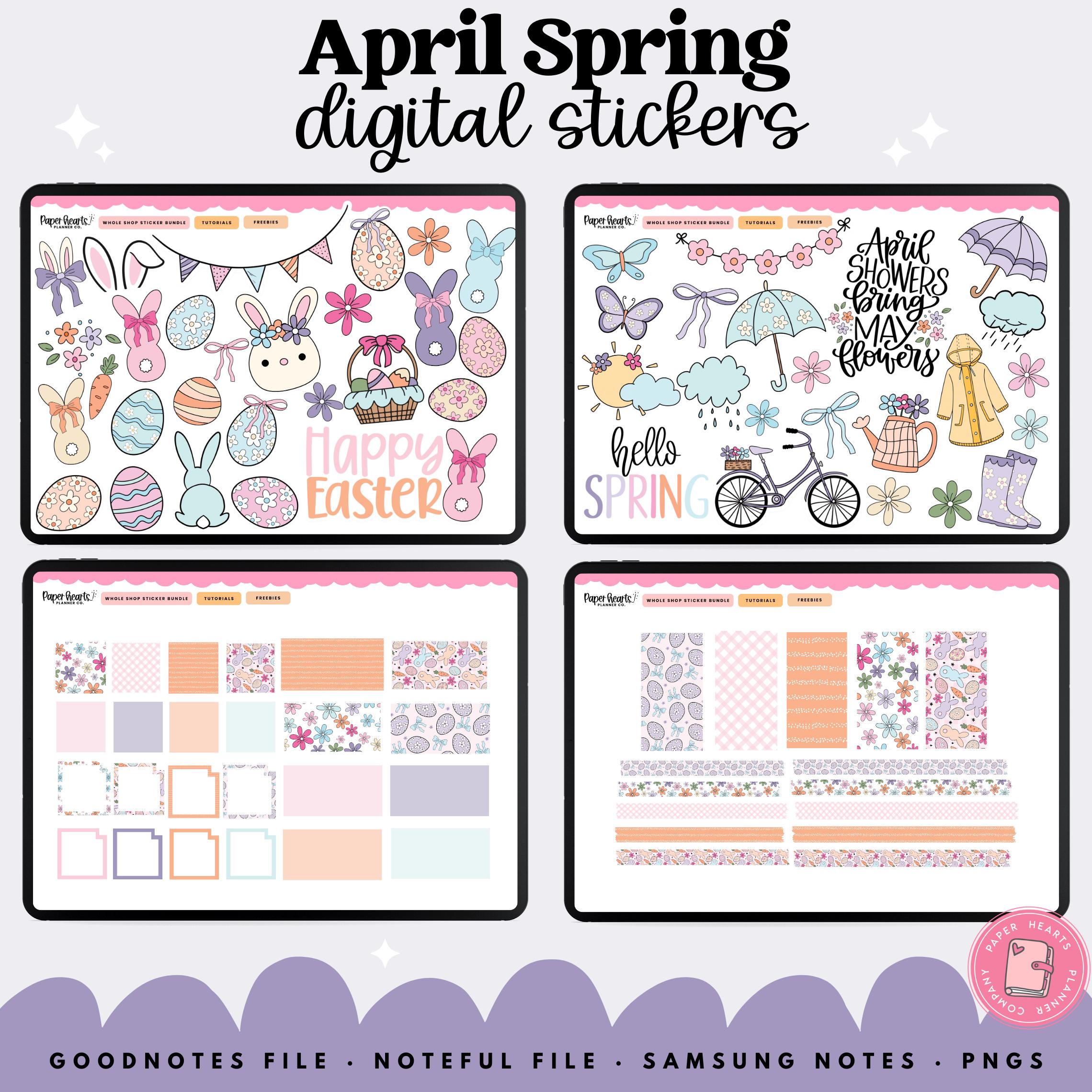 April Stickers, Easter Stickers, Spring Stickers, Digital Stickers ...